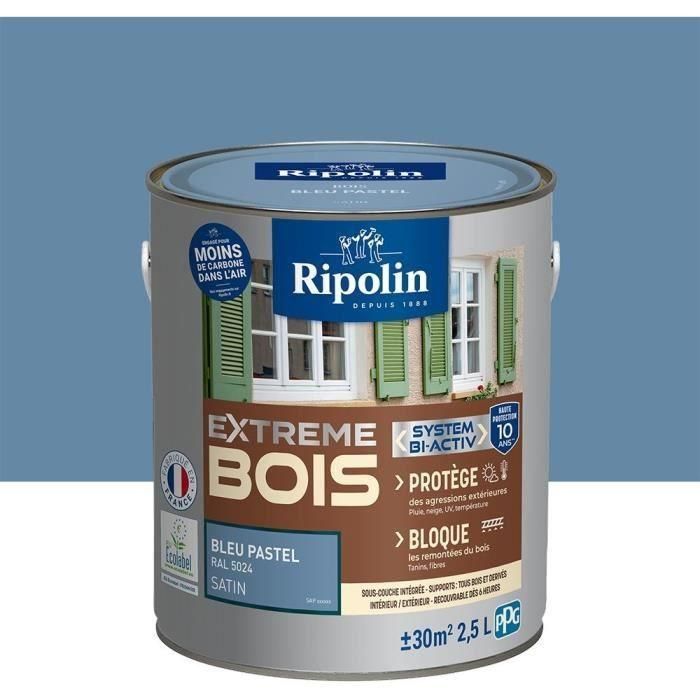 Pintura para madera Extreme - Azul pastel RAL 5024 satinado - RIPOLIN - 2,5 L 1 Pintura para madera Extreme - Azul pastel RAL 5024 satinado - RIPOLIN - 2,5 L 1