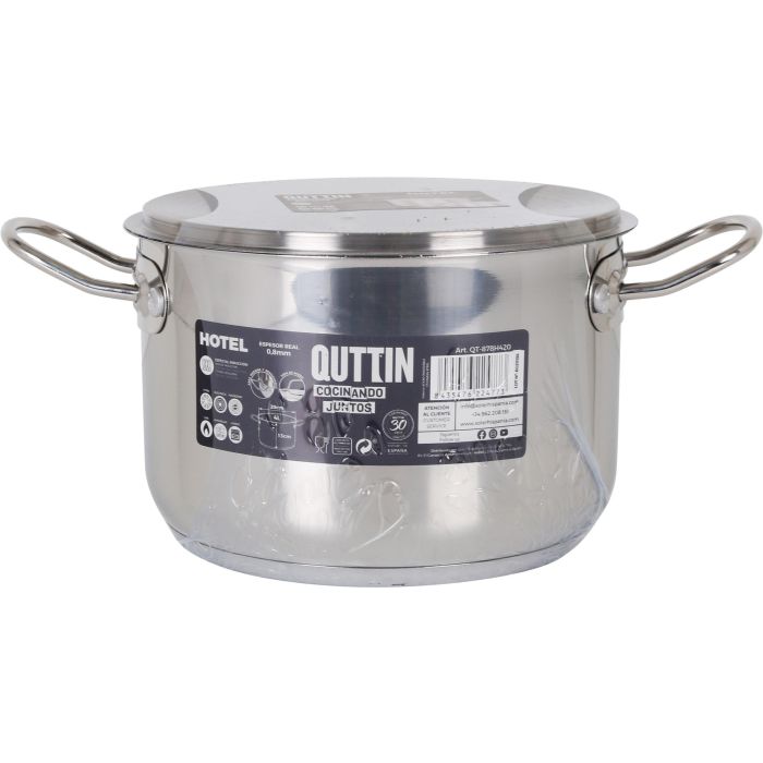 Quttin - Olla con Tapa de Acero Inoxidable para Inducción - 20 cm - 4 Litros (4 Unidades) 1