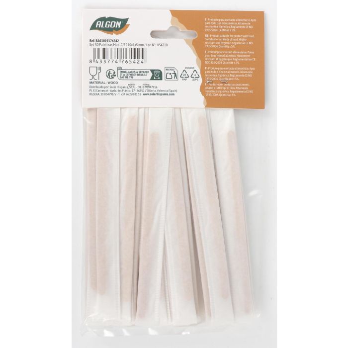 Set de 50 paletinas de madera con forma 110x1x5 mm - Inde (24 Cajas) 5 Set de 50 paletinas de madera con forma 110x1x5 mm - Inde (24 Cajas) 5
