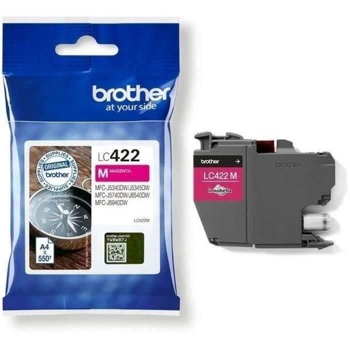 Brother LC422M Cartucho de Tinta Original Magenta. Para impresoras Brother, rendimiento óptimo, impresiones de calidad superior y duraderas sin decoloración.
