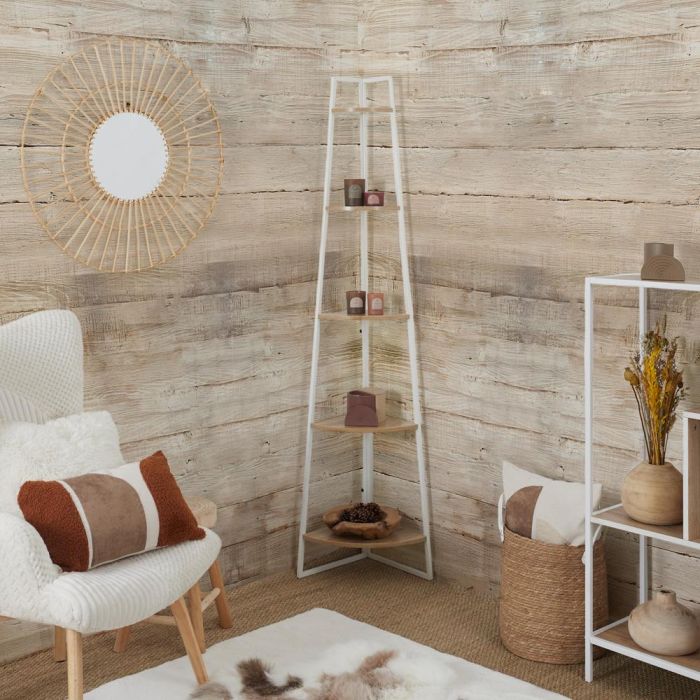 Home Deco Factory Estantería Esquina 5 Baldas Blanca Essentiel - Metal y Madera 34x34x180 cm 1 Home Deco Factory Estantería Esquina 5 Baldas Blanca Essentiel - Metal y Madera 34x34x180 cm 1