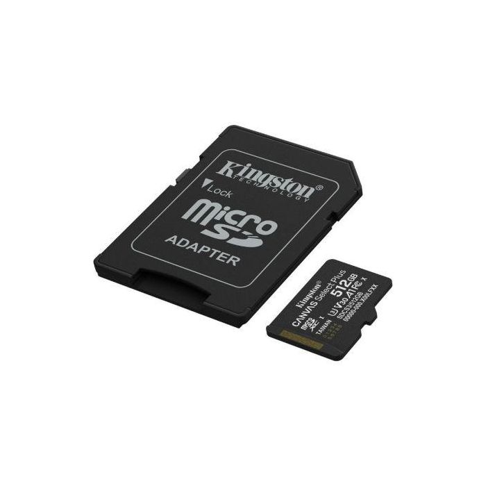 Kingston SDCS3/512GB MicroSDXC 512GB Clase 10 U3 V30 A1 Canvas Select Plus + Adaptador SD 1
