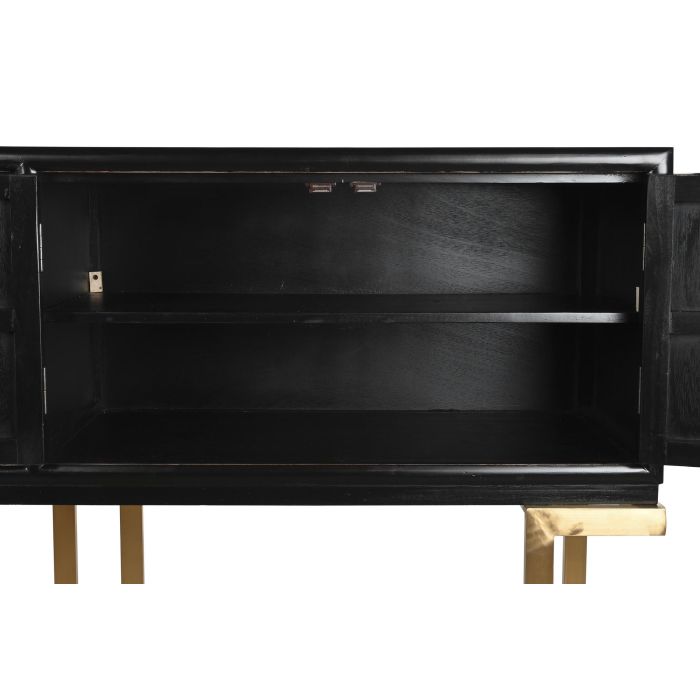 DKD Home Decor Buffet Oriental de Álamo y Metal con 4 Puertas y 2 Estanterías, Negro, Bronce y Dorado - 180x50x90 cm 3 DKD Home Decor Buffet Oriental de Álamo y Metal con 4 Puertas y 2 Estanterías, Negro, Bronce y Dorado - 180x50x90 cm 3