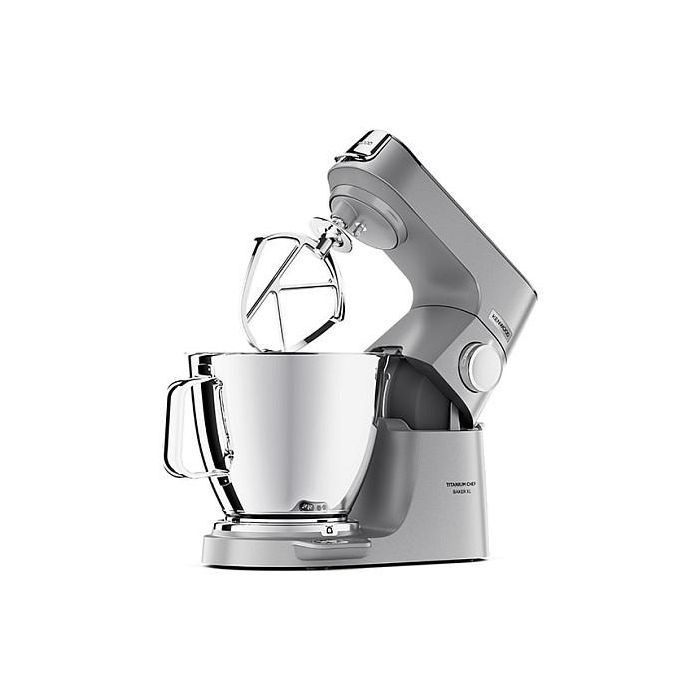 Kenwood KVL85.004SI Titanium Chef Baker XL - Batidora Amasadora Planetaria, 7 L, 1200 W, Función Turbo, Color Plata
