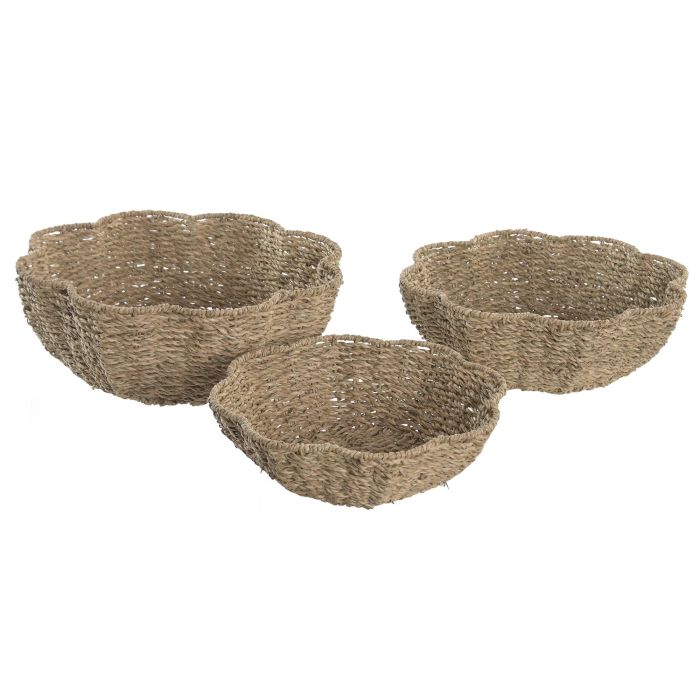 DKD Home Decor Centro Mesa Balines Natural 36 x 12 x 36 cm Set 3