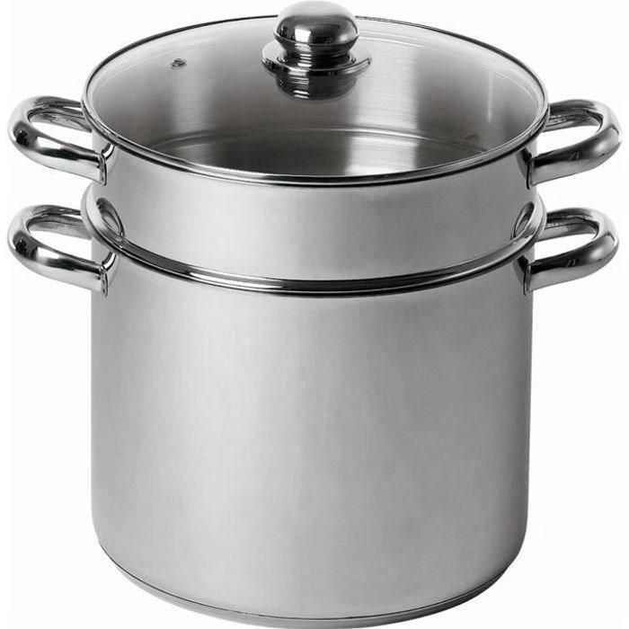 Baumalu Couscoussier Catering Acero Inoxidable 26 cm con Triple Fondo de Acero y Aluminio, Tapa de Vidrio, Apto Inducción Baumalu Couscoussier Catering Acero Inoxidable 26 cm con Triple Fondo de Acero y Aluminio, Tapa de Vidrio, Apto Inducción