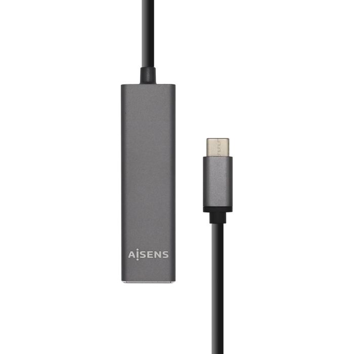 Aisens Hub USB-C Macho a 4x USB 3.0 Hembra Gris 15 cm - USB 3.1 Gen1 Velocidad 5 Gbps