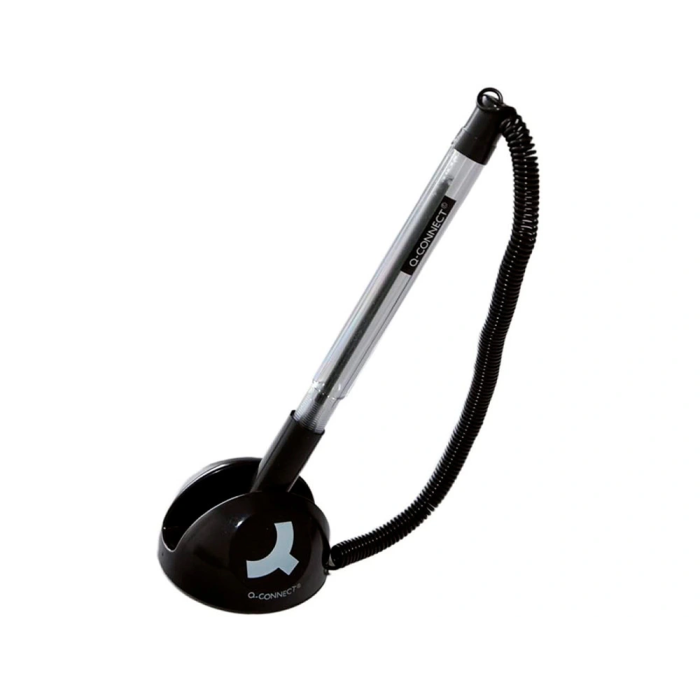 Q-connect Boligrafo Extensible con Cadena, Soporte Adhesivo y Tinta Azul, Punta 1 mm 1