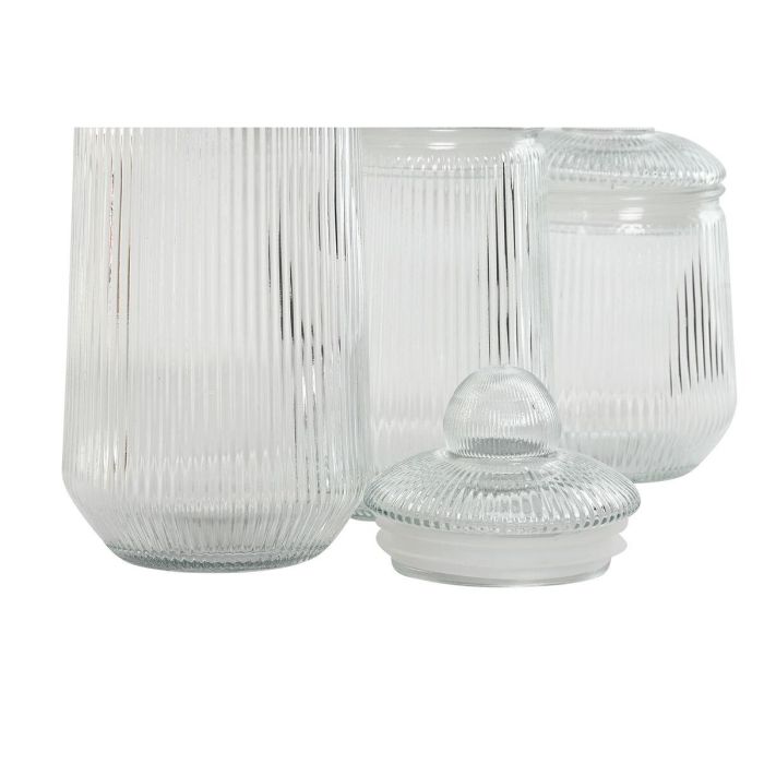 Bote Basicos DKD Home Decor Transparente 11.2 x 26.6 x 11.2 cm Set de 3 3