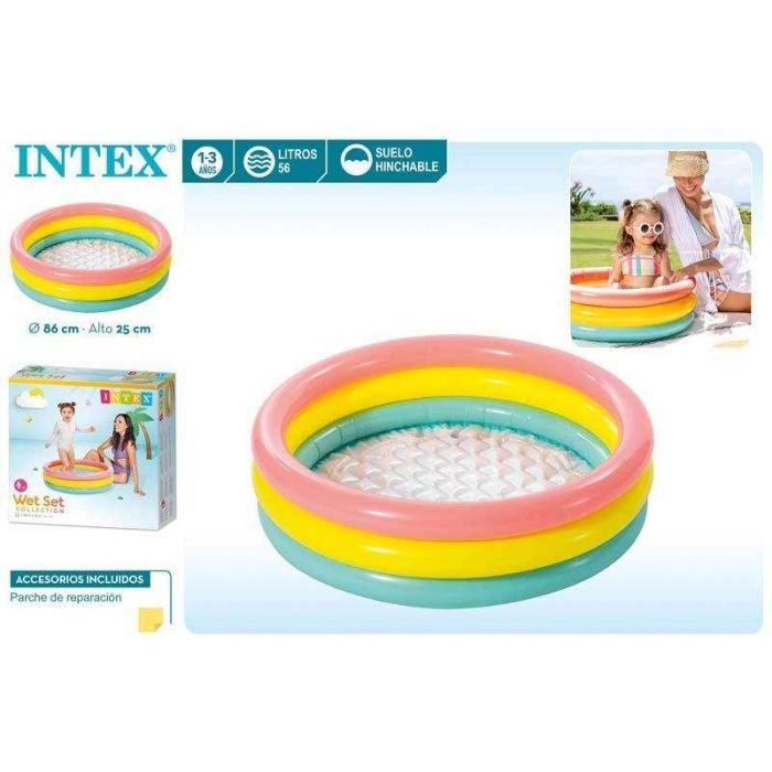 Intex Piscina Hinchable 3 Aros Colores con Suelo Hinchable para Niños de 1 a 3 Años, 86x25 cm 8
