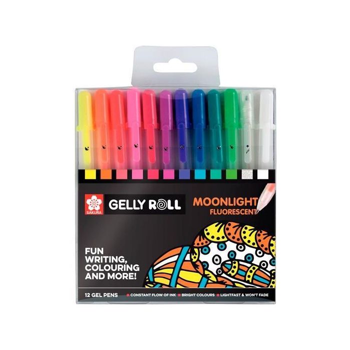 Talens Bolígrafos Gelly Roll Moonlight Estuche de 12 Colores Surtidos - Sakura