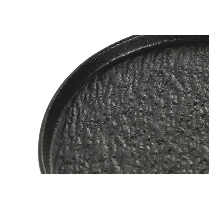 DKD Home Decor Plato Horeca Porcelana Negro 24.5 cm, con Relieve, Apto Microondas y Lavavajillas, Set de 6 Unidades 2 DKD Home Decor Plato Horeca Porcelana Negro 24.5 cm, con Relieve, Apto Microondas y Lavavajillas, Set de 6 Unidades 2