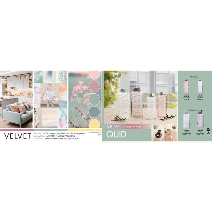 Botella de Agua Quid Velvet Rosa Vidrio 1 L (12 Unidades)
