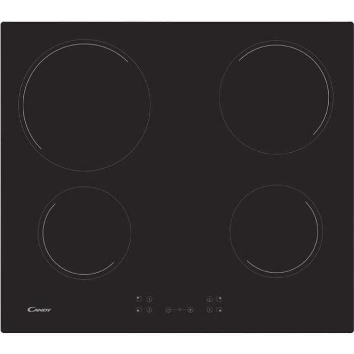 CANDY CH64CCB - Placa vitrocerámica - 4 zonas - 6500 W - W 56 x D 49 cm - Revestimiento de vidrio - Negro CANDY CH64CCB - Placa vitrocerámica - 4 zonas - 6500 W - W 56 x D 49 cm - Revestimiento de vidrio - Negro