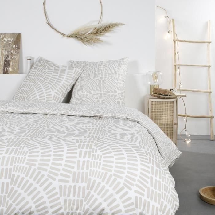 Juego de ropa de cama Mawira - 2 personas - 260 x 240 cm - 100% algodón - Estampado Étnico Beige - HOY Juego de ropa de cama Mawira - 2 personas - 260 x 240 cm - 100% algodón - Estampado Étnico Beige - HOY