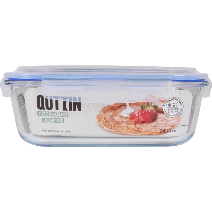 Quttin Fiambrera Rectangular Hermética 2.4L 25x21x9 cm (4 Unidades) 1