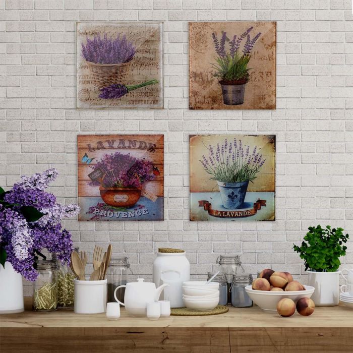 Cuadro Cristal Lavanda 30X30 Versa (2 Unidades) 1 Cuadro Cristal Lavanda 30X30 Versa (2 Unidades) 1