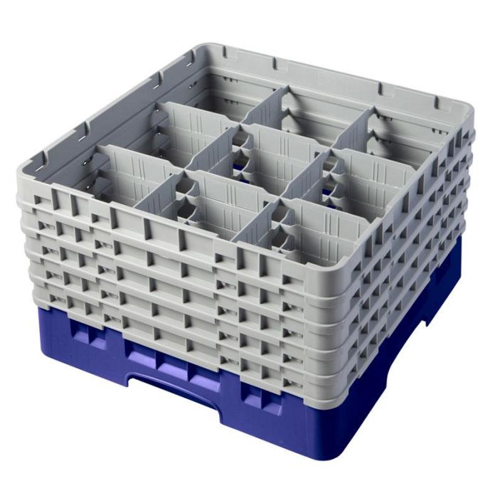 CAMBRO - 9S958-186 - Cesta de lavado 9 comp. 5 alturas - 14,8 cm Ø máx. - alt. máx. 25,8 cm - 50 x 50 x 30,8 cm - Azul marino