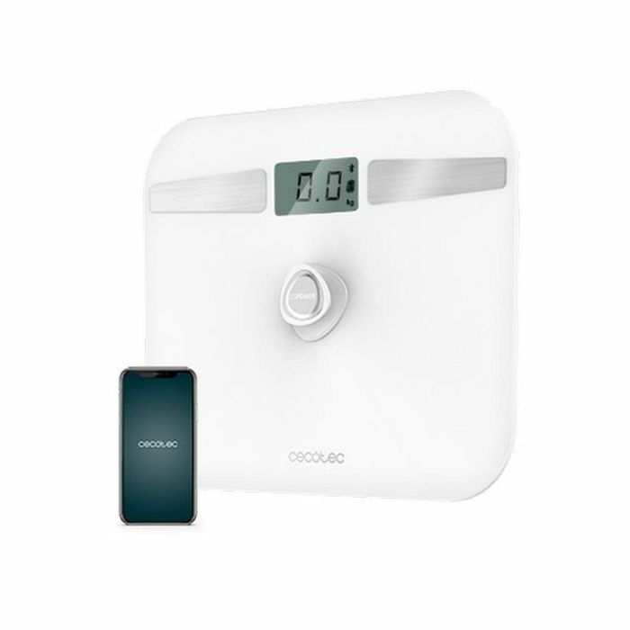 Cecotec 04254 Báscula de Baño Personal Electrónica Plaza Blanco, Soporta hasta 180 kg, Precisión 100 g, Pantalla LCD 1
