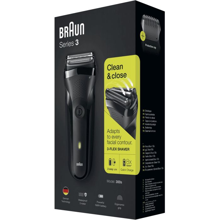 Braun Serie 3 300s Máquina de afeitar de láminas Negro 2 SensoFoil LED Batería recargable 2 Braun Serie 3 300s Máquina de afeitar de láminas Negro 2 SensoFoil LED Batería recargable 2