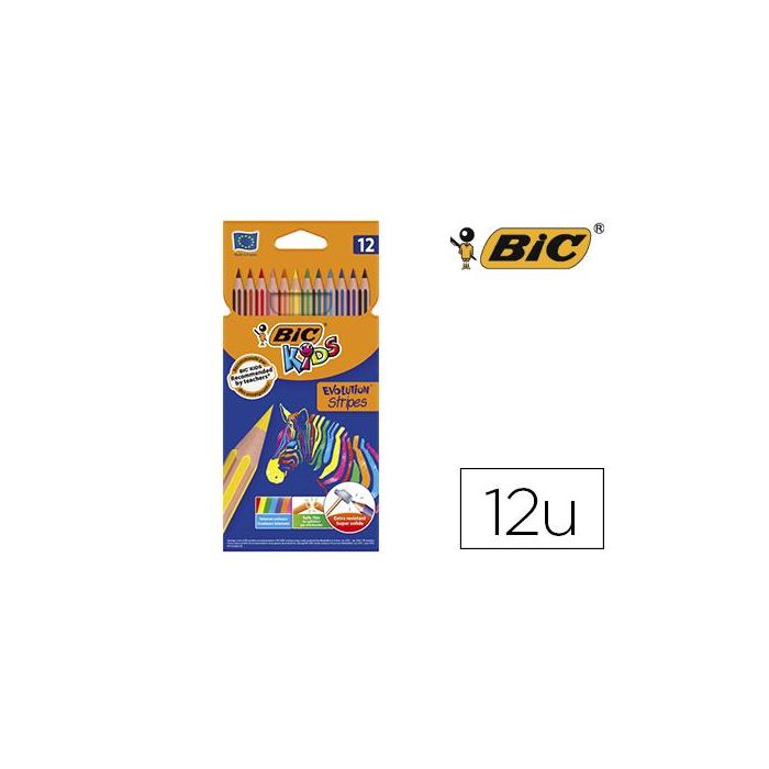 Bic Lápices De Colores Kids Evolution Stripes C-Surtidos Estuche 12 Ud