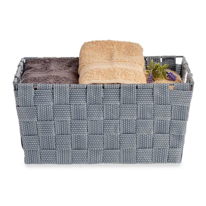 Cesta Tela Conica Rect Con Asas Med Gris Kipit 30X14CM (18 Unidades) 4 Cesta Tela Conica Rect Con Asas Med Gris Kipit 30X14CM (18 Unidades) 4