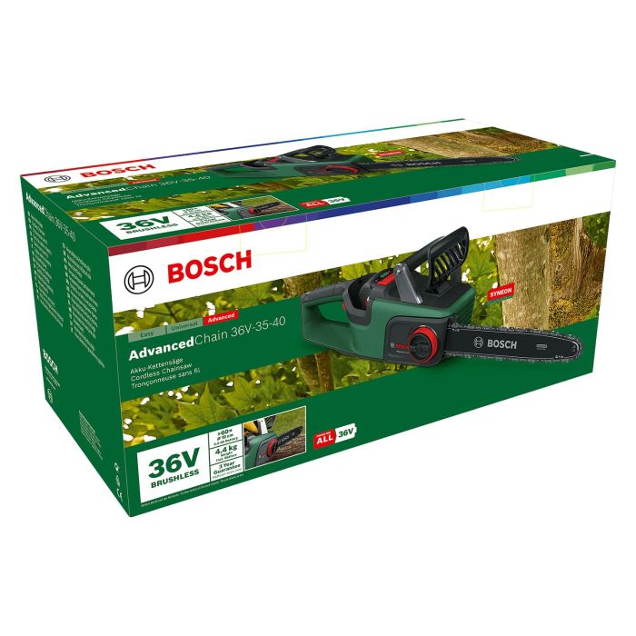 Bosch ADVANCEDCHAIN 36V-35-40 Motosierra de Cadena Eléctrica con Batería 36V 2Ah, Negro y Verde 9