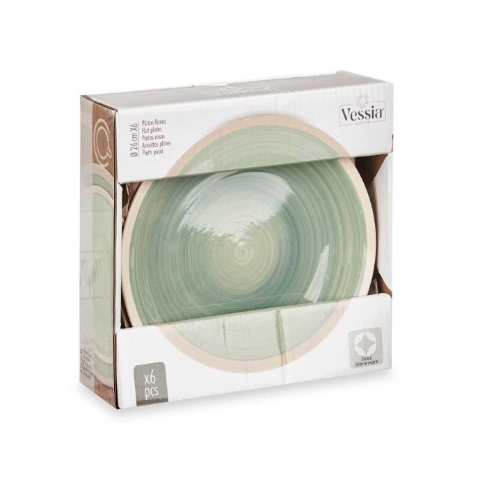 Plato Llano Grande Gres Verde Borde 26,5Cm Vessia (24 Unidades) 2 Plato Llano Grande Gres Verde Borde 26,5Cm Vessia (24 Unidades) 2