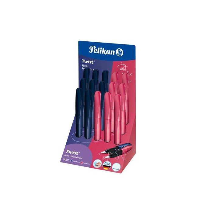 Pluma Pelikan Twist Shine Triangular Violet Surtido Expositor De 15 (12 Plumas + 3 Rollers)