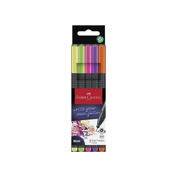 Rotulador Fibra Faber-Castell Grip Finepen 1516 Pack De 5 Colores Neon