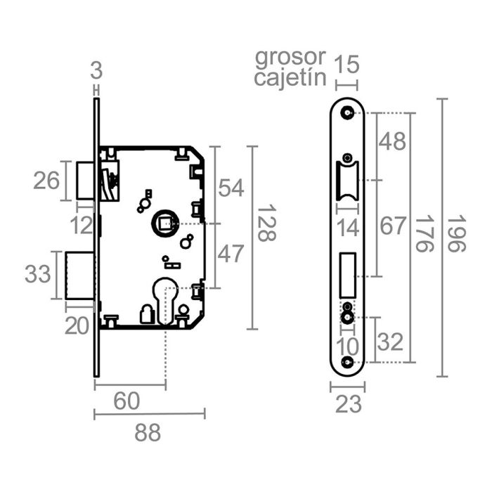 Cerradura Micel 47 mm 1
