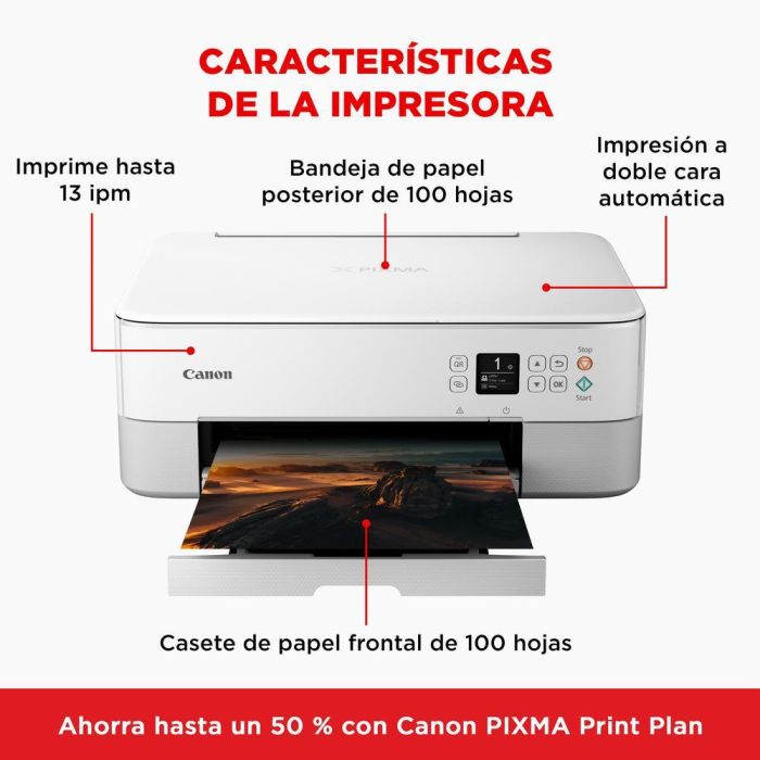 Canon 4462C106 Impresora Multifunción Fotográfica PIXMA TS5351i Inyección Tinta Color WiFi Dúplex 3 en 1 Blanca 2 Canon 4462C106 Impresora Multifunción Fotográfica PIXMA TS5351i Inyección Tinta Color WiFi Dúplex 3 en 1 Blanca 2