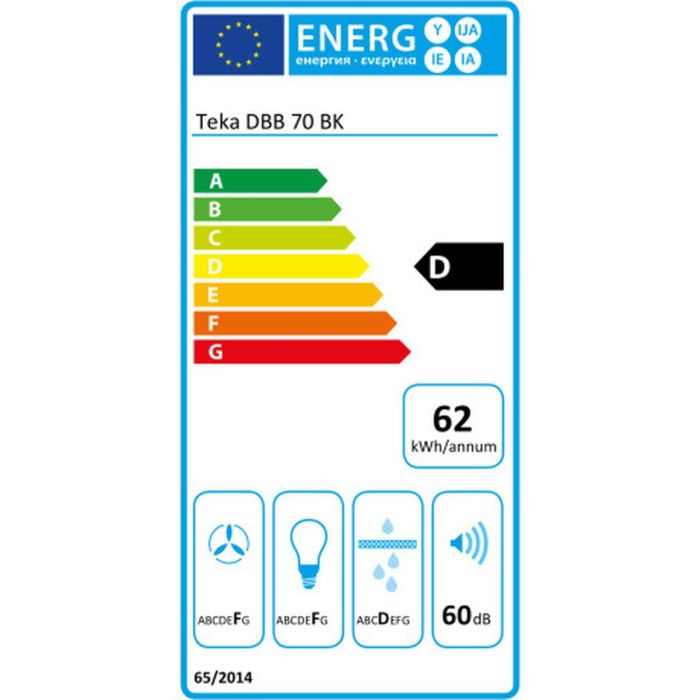 Campana Convencional Teka DBB70 70 cm 380 m3/h 60 dB 195W Negro 2 Campana Convencional Teka DBB70 70 cm 380 m3/h 60 dB 195W Negro 2
