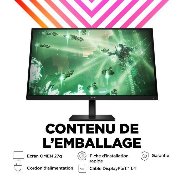 HP OMEN 27q Monitor Gaming, 27 pulgadas QHD (2560x1440), 165 Hz de Tasa de Refresco, con Alto Rendimiento y Colores Vívidos 12