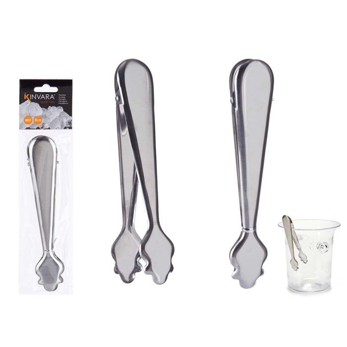 Kinvara Pinza de Hielo de Acero Inoxidable 18 cm para Bar y Hostelería - Ideal para Servir Cubitos y Hielo Picado (48 Unidades)