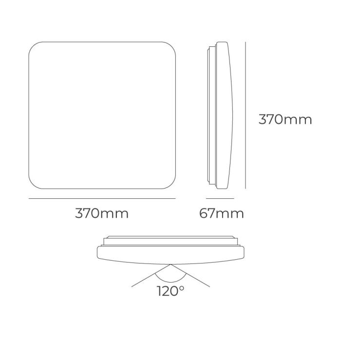 Aplique led cuadrado extraplano de superficie 24 W 3cct 2490 lm 37 x 37 x 6,7 cm 3