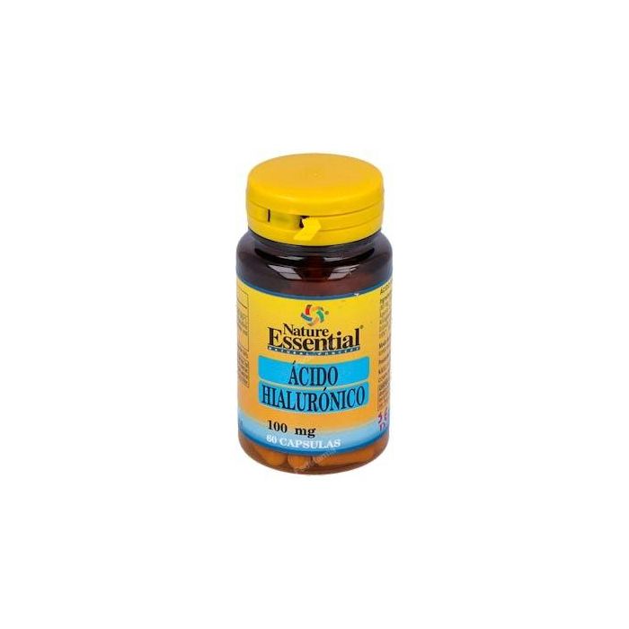 NATURE ESSENTIAL Ácido Hialurónico 100 mg - Suplemento de Hialuronato con Vitamina C - 60 Cápsulas