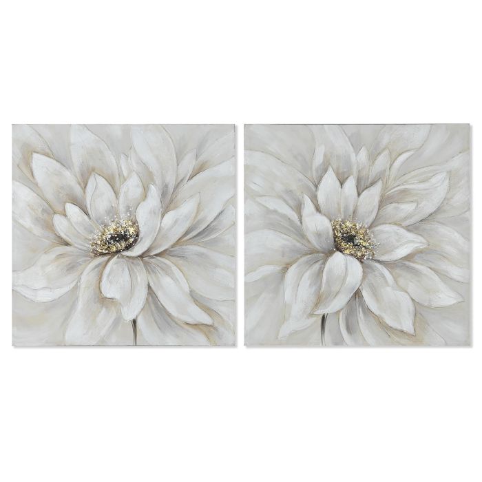 Cuadro Romantico DKD Home Decor Blanco 3 x 80 x 80 cm (2 Unidades)