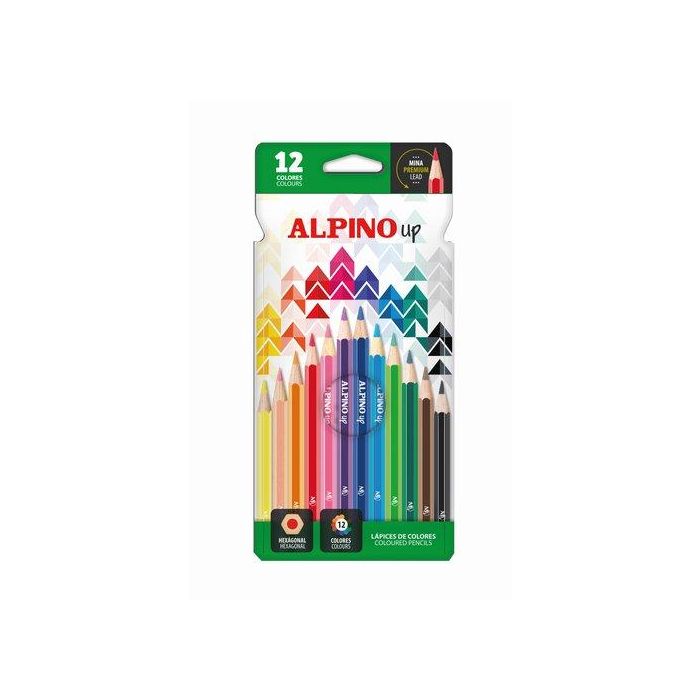 Alpino Lápices de Colores Premium Mina Extra Cubriente, 12 Unidades Surtidos, Madera Hexagonal Reciclados