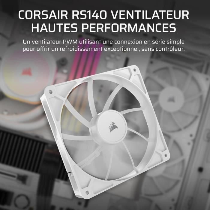Ventilador PWM de 140 mm - CORSAIR - RS140 - Blanco 1 Ventilador PWM de 140 mm - CORSAIR - RS140 - Blanco 1