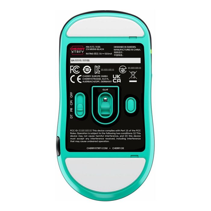 Cherry XTRFY M68 Wireless Ratón Inalámbrico Negro Turquesa 26000 DPI RF 2.4 GHz USB Tipo C 6