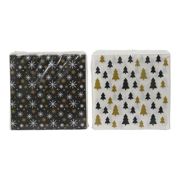 Decoris Servilletas de Papel Estampadas Dorado, Negro y Blanco 33x33 cm – Perfectas para Fiestas y Eventos Elegantes