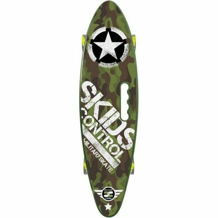 Stamp Monopatín Skids Control 24x7 (61x18 cm) Mango Militar, Ruedas PU 60x45mm, Rodamiento ABEC 7, Antideslizante, Asa Transporte