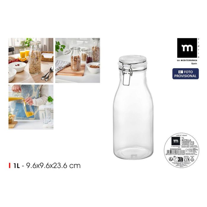 Botella de Cristal La Mediterránea Vidrio 1 L (12 Unidades) 6 Botella de Cristal La Mediterránea Vidrio 1 L (12 Unidades) 6
