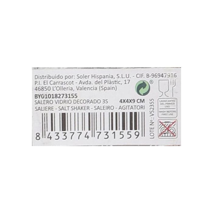 Anna Salero de Vidrio Decorado, 3 Surtidos, 4x4x10 cm (25 Unidades) 12