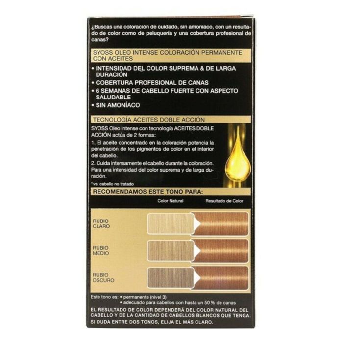 Syoss OLEO INTENSE Tinte Permanente sin Amoniaco #8.60 Rubio Miel para Cabello, Cobertura Canas, Color Duradero con Aceites, 5 pz 3