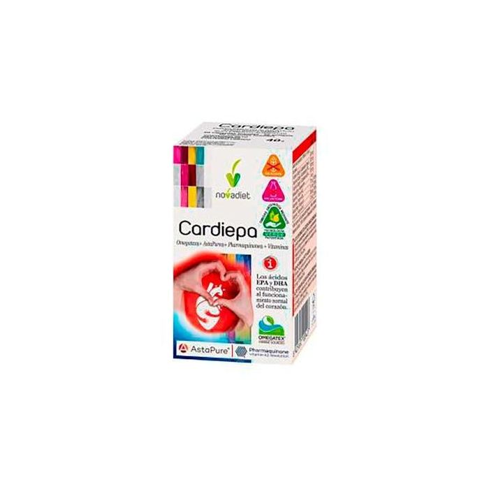 NOVADIET Cardiepa 60 Cápsulas con Omega 3, EPA y DHA para el funcionamiento normal del corazón y vitaminas B