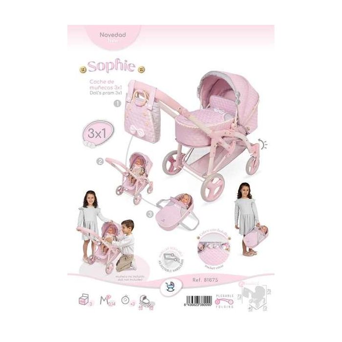 Decuevas Coche de Muñeca 3x1 Plegable Sophie para Muñecas de hasta 48 cm 10