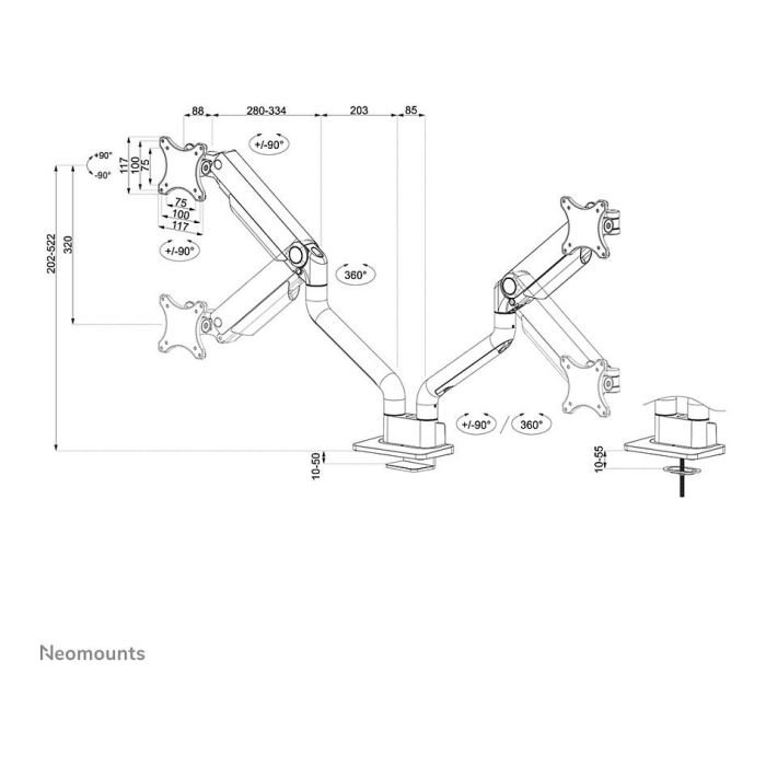 Soporte de Mesa para Pantalla Neomounts DS70S-950BL2 Negro Soporte de Mesa para Pantalla Neomounts DS70S-950BL2 Negro