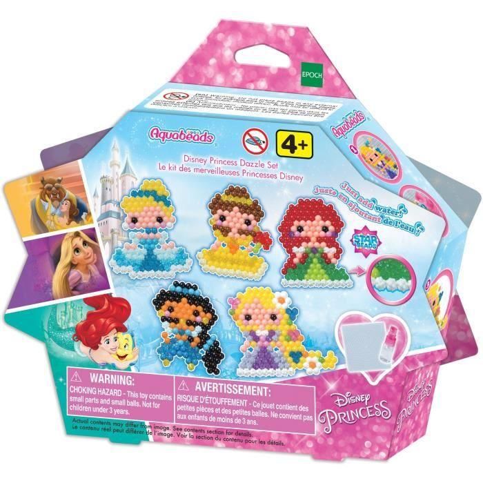 Aquabeads Set Cuentas Princesas Disney 31606 para Crear a Arielle, Rapunzel, Bella, Cenicienta y Jasmine